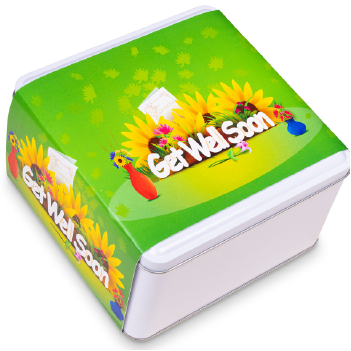 Get well soon cookie tin - perfect as a gift for someone you love by Carolina Cookie. Delivered cookies with same day shipment