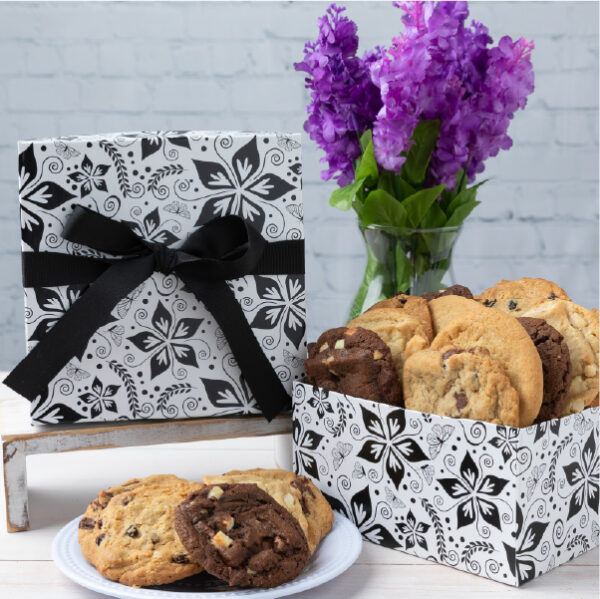 Black & White Flowers Cookie Gift Boxes